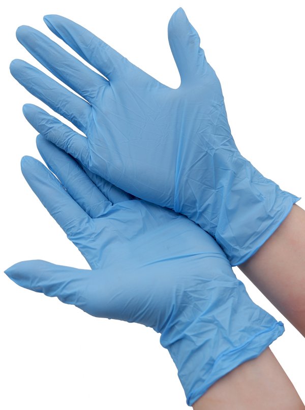 Перчатки нитриловые одноразовые Optiline, голубые, размер S, 200 штук в упаковке - фото №1