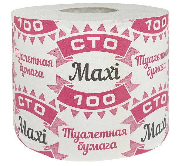 Туалетная бумага СТО maxi, 1-слойная, на втулке