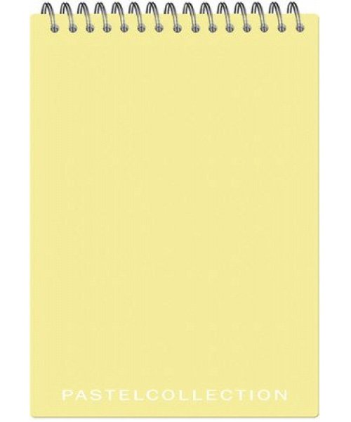 Блокнот А5 Pastel Collection Yellow 60 листов, гребень, пластиковая желтая обложка - фото №1