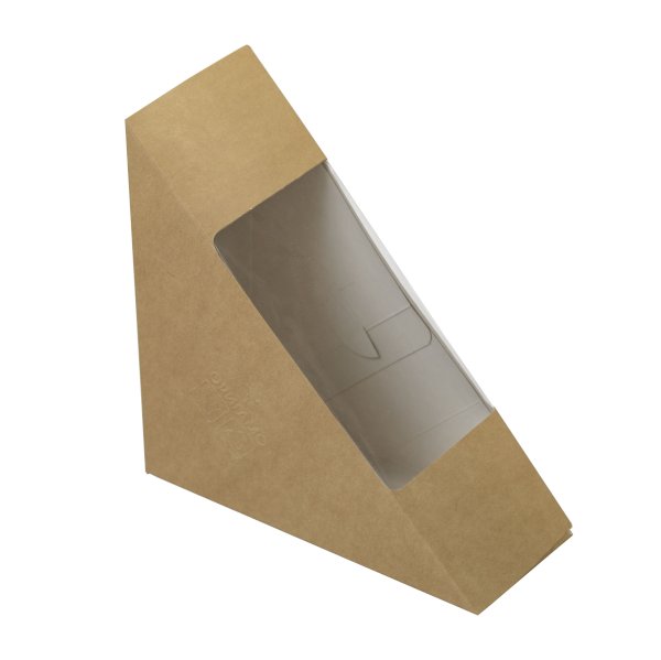 Коробка для сэндвича Оригамо с прозрачным окном, 127х127х55 мм, в коробке 200 штук