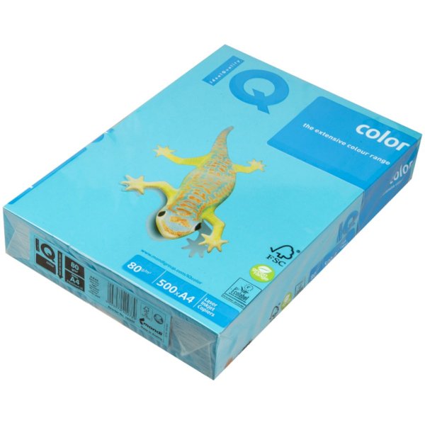 Бумага А4 IQ Color, 80 г/кв.м, светло-синий, 5 пачек в коробке