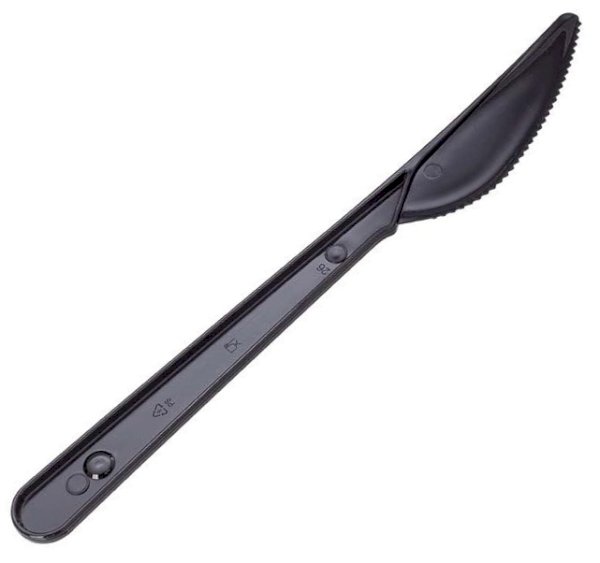 Нож столовый одноразовый, 180 мм, черный, компакт премиум, PS, 50 штук - фото №1