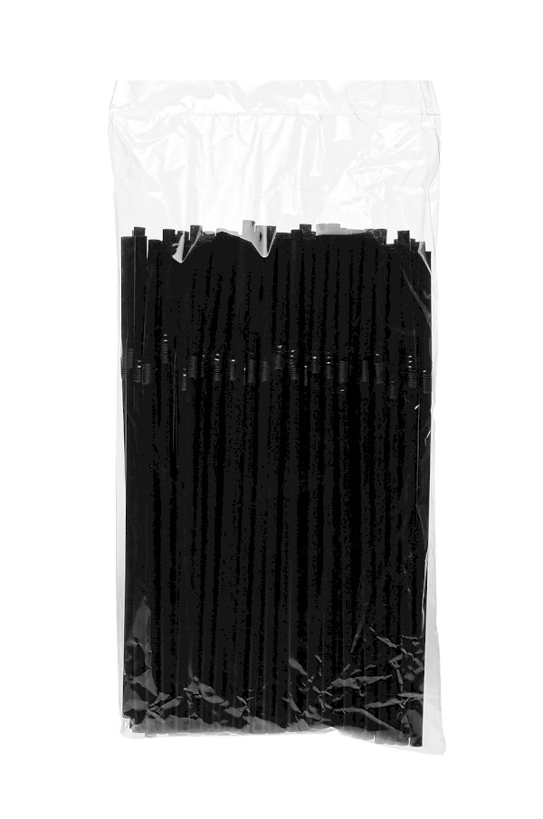 Трубочки для коктейлей гофрированные, пластиковые, диаметр 5 мм, 21 см, черные, 100 штук