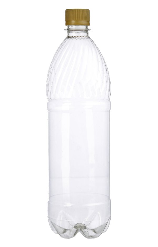 Бутылка с крышкой, 1 литр, узкое горло 28 мм, прозрачная,  60 штук 