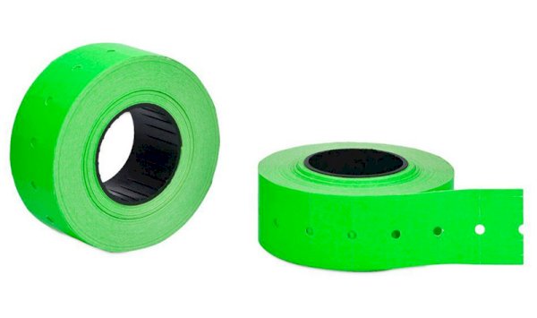 Этикет-лента 21,5х12 мм, зеленая, прямая, 1000 штук в рулоне