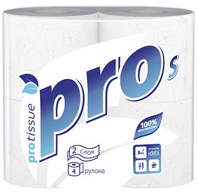 Туалетная бумага PROtissue S Premium, 2-слойная, белая, 4 рулона в упаковке  - фото №1