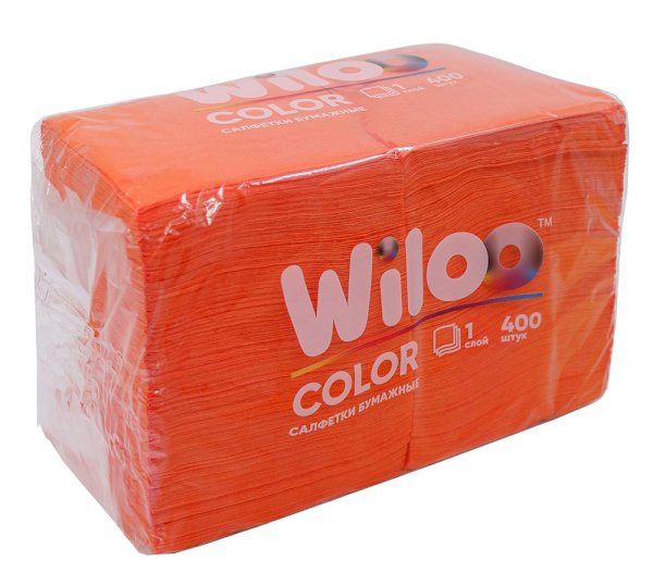 Салфетки бумажные оранжевые, 1-слойные, 24х24 см, 400 листов, 9 пачек в упаковке