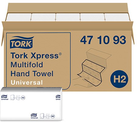 Полотенца бумажные Tork Xpress Multifold, 1-слойные, H2, Z-сложение, белые, 250 листов, 20 пачек в коробке