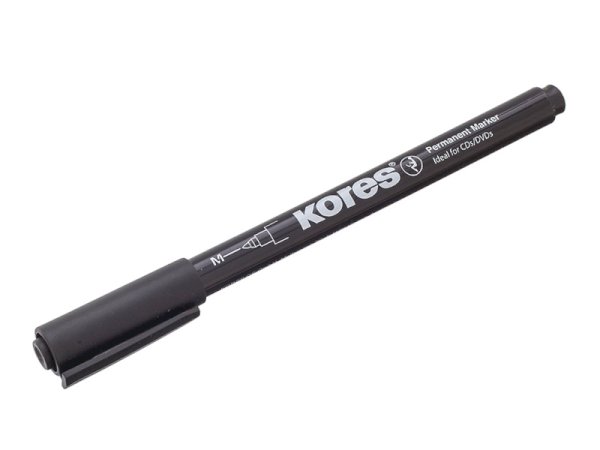 Маркер перманентный «Kores», 1 мм, черный, 12 штук в упаковке