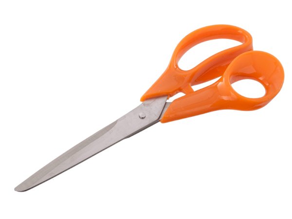 Ножницы, 203 мм, с пластиковыми, эллиптическими, оранжевыми ручками - фото №1