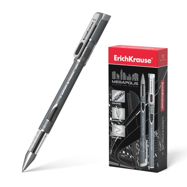 Ручка гелевая, ErichKrause Megapolis Gel, черная, 0,5 мм