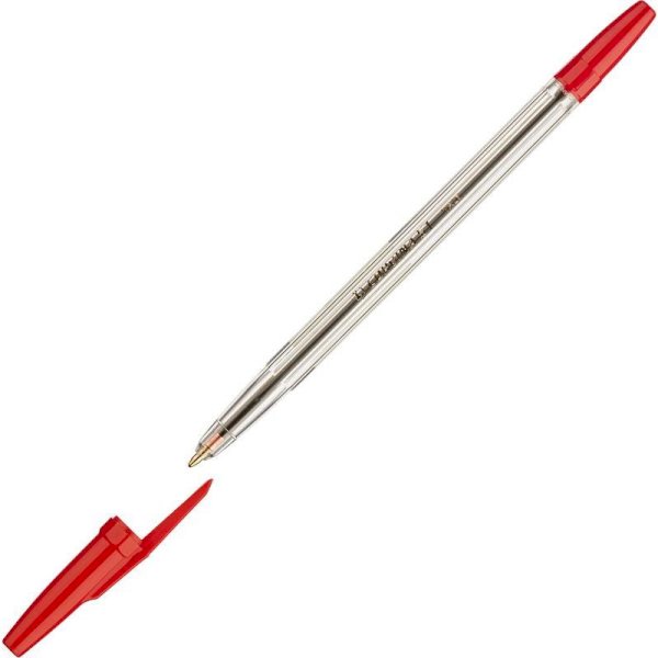 Ручка шариковая Corvina, красная, 0,7 мм, прозрачный корпус