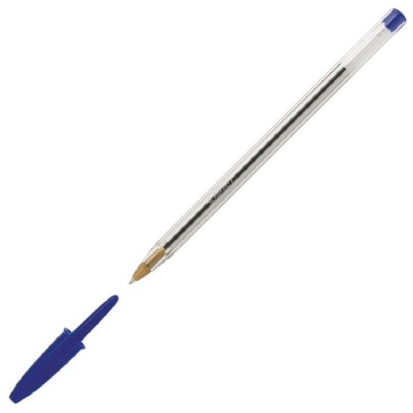 Ручка шариковая BiC, синяя, 0,35 мм, прозрачный корпус