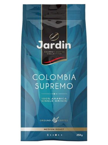 Jardin Colombia Supremo, 250 г, кофе молотый, жареный, премиум, 12 штук в упаковке