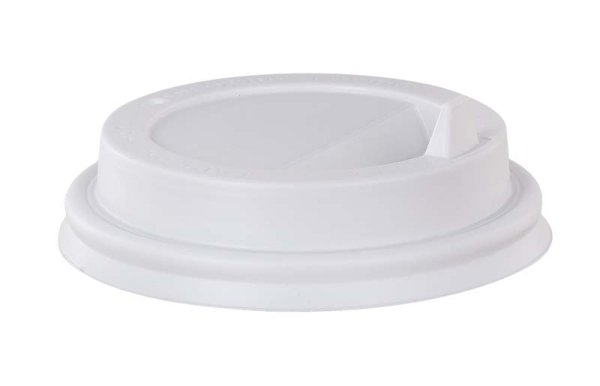 Крышка для стакана, диаметр 80 мм, с носиком, белая, в упаковке 100 штук, в коробке 1000 штук