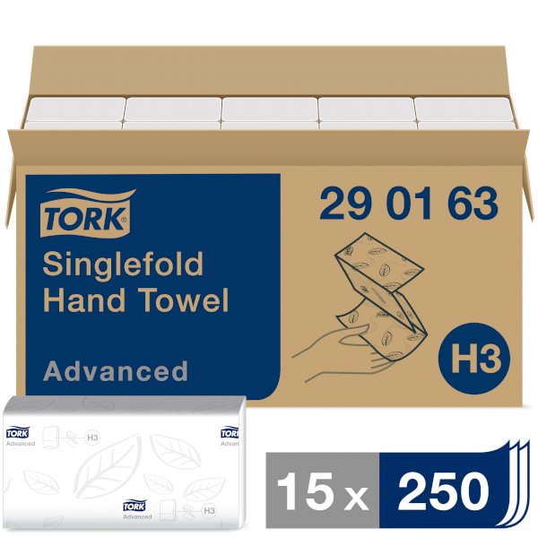 Полотенца бумажные листовые Tork Advanced 2-слойные ZZ-сложения 250 листов в упаковке