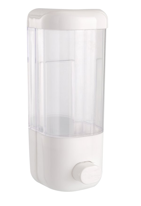 Диспенсер для мыла жидкого 0,55 л заливной белый пластик 22х7,5х8 см