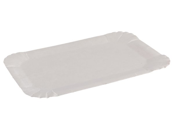 Тарелки бумажные одноразовые, прямоугольные, 13х20 см, белый ламинированный картон, 1500 шт. в коробке