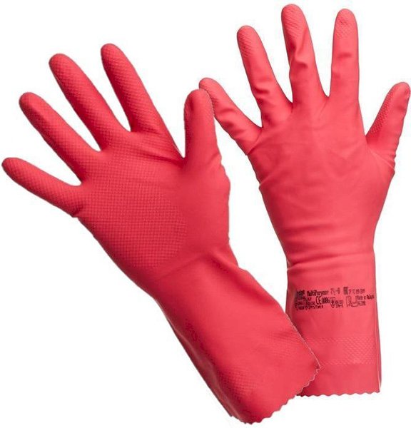Перчатки резиновые Vileda, многоцелевые, размер M, красные - фото №1