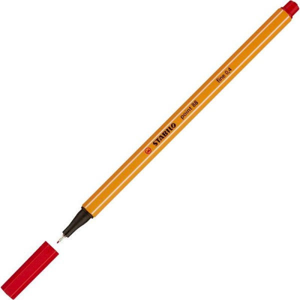 Ручка капиллярная Stabilo красная, 0,4 мм