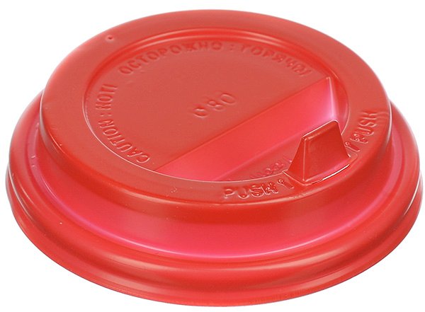 Крышка для стакана с носиком, диаметр 80 мм, красная, в упаковке 100 штук, в коробке 1000 штук