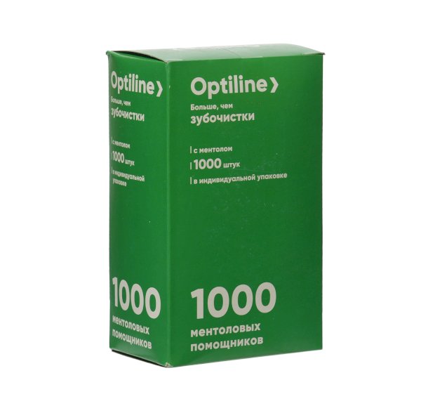 Зубочистки Optiline, деревянные с ментолом, в индивидуальной полиэтиленовой упаковке, 1000 штук - фото №1