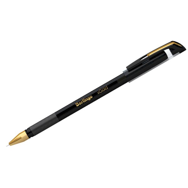 Ручка шариковая Berlingo xGold, черная, 0,7 мм, манжетка, игольчатый стержень