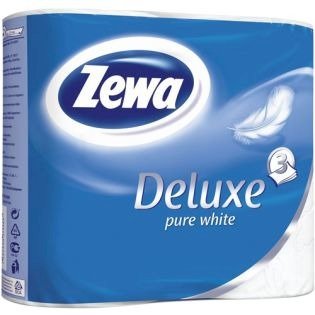 Туалетная бумага Zewa DELUX 3 слоя, 4 рулона в упаковке, белая