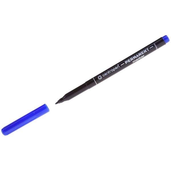 Маркер перманентный Centropen, светостойкий, синий, пулевидный, 1 мм