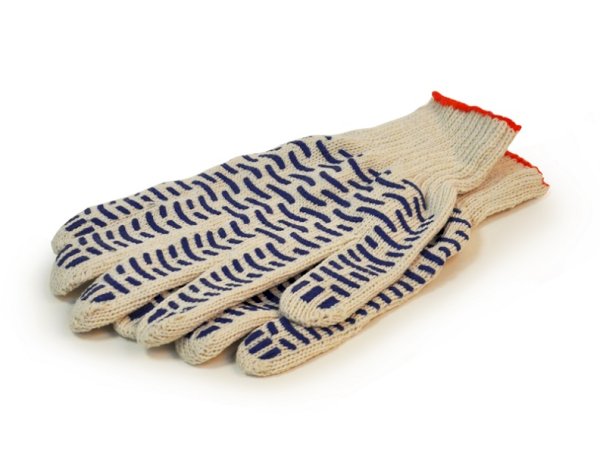 Перчатки хлопчатобумажные с ПВХ Волна, 5 нитей, 7 класс