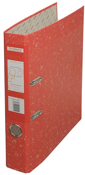 Папка-регистратор 50 мм, красная, офсет, с металлической окантовкой - фото №1