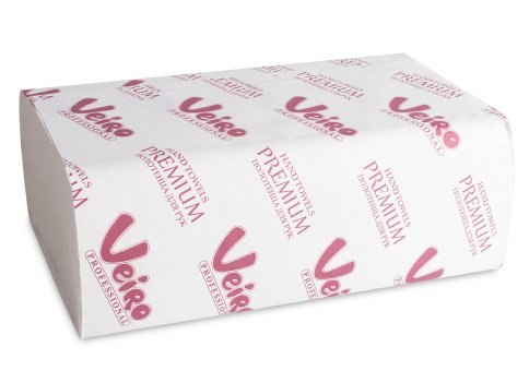 Полотенца бумажные листовые Veiro Professional Premium, 2-слойные, W-сложения, белые, 150 листов в упаковке