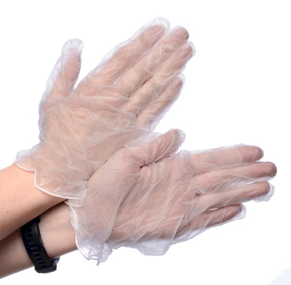 Перчатки виниловые Optiline неопудренные,  размер L, прозрачные, 100 штук в упаковке