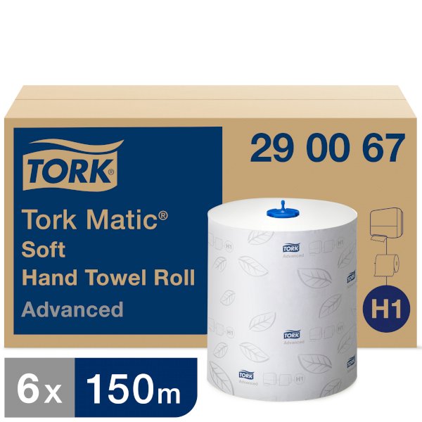 Полотенца бумажные Tork Matic Advanced, 2-слойные, рулон 150 м, с цветным тиснением
