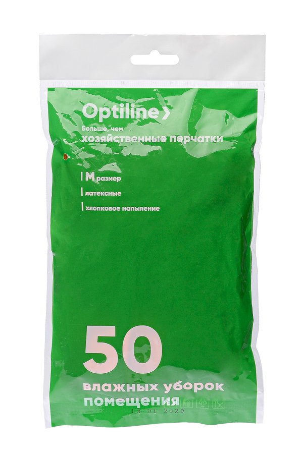 Перчатки резиновые флокированные Optiline Премиум, размер M, 12 штук в упаковке