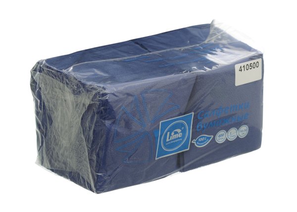 Салфетки бумажные Lime 24х24 см, 1-слойные, синие, 400 листов в упаковке, в коробке 12 упаковок