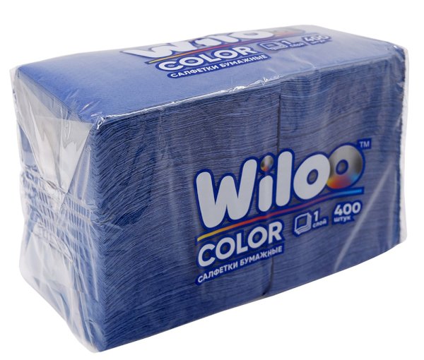 Салфетки бумажные синие, 1-слойные, 24х24 см, 400 листов, 9 пачек в упаковке