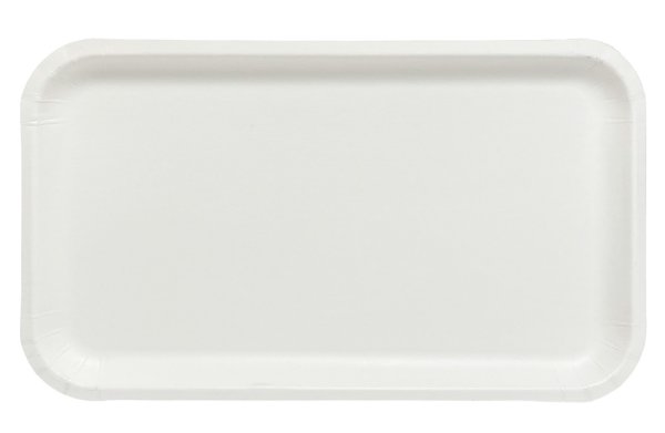Тарелка картонная 13х20 см, ламинированная, белая, 50 штук