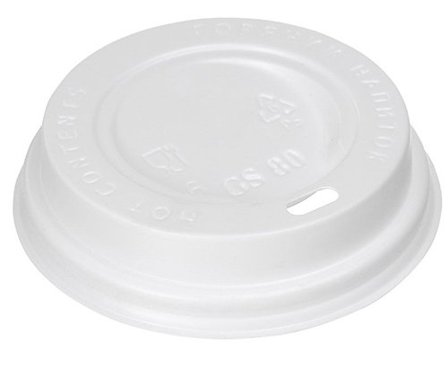 Крышка для стакана, диаметр 80 мм, с отверстием, белая, 100 штук