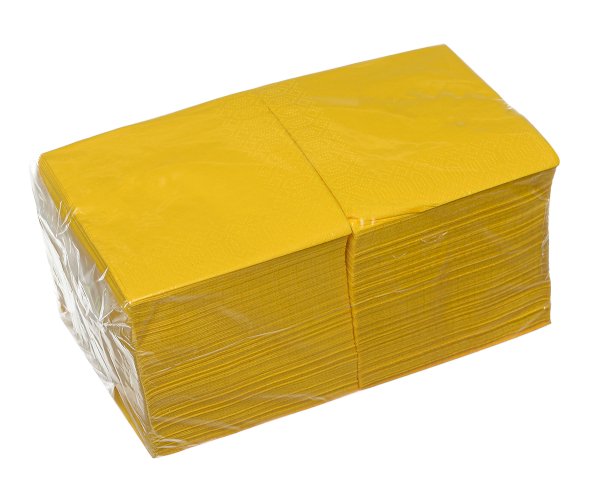 Салфетки бумажные 24х24 см, 2-слойные, желтые, 250 листов в упаковке, в коробке 18 упаковок