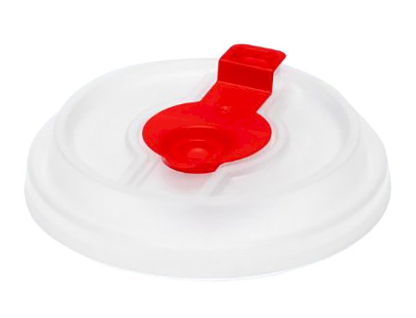 Крышка с красным клапаном для стакана, диаметр 90 мм, прозрачная, комплект тип В, 1200 штук (стакан 19-3920, 19-3921, 19-3922)