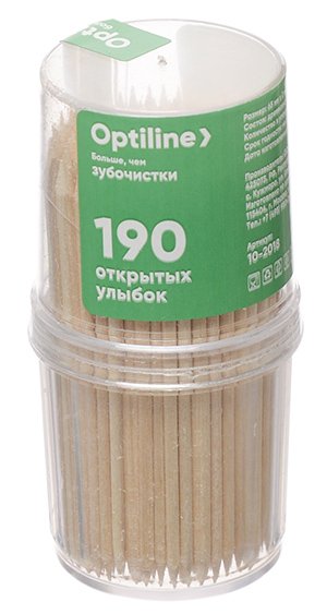 Зубочистки Optiline, 190 штук в пластиковой банке  - фото №1