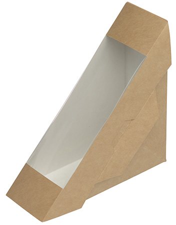 Коробка для сэндвича Оригамо с прозрачным окном, 130х130х50 мм, в коробке 300 штук - фото №1