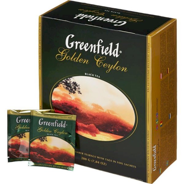Чай черный Greenfield Golden Ceylon 100 пакетиков упаковке