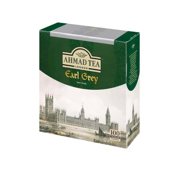 Чай черный Ahmad Earl Grey, бергамот, 100 пакетиков в упаковке