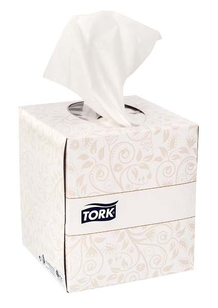 Салфетка косметическая Tork Premium, 21х20 см, 2-слойная, 100 листов, ультрамягкая, в кубе