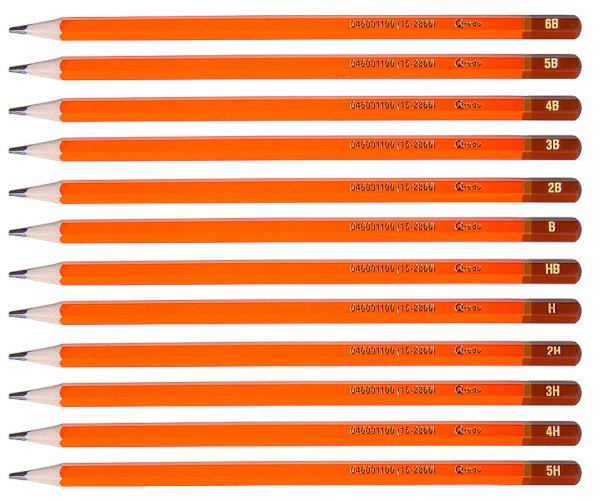 Набор чернографитовых карандашей Qredo, деревянные, шестигранные, заточенные, без ластика, 12 штук в упаковке - фото №1
