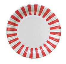 Тарелки картонная, диаметр 230 мм, красная полоска, 50 штук