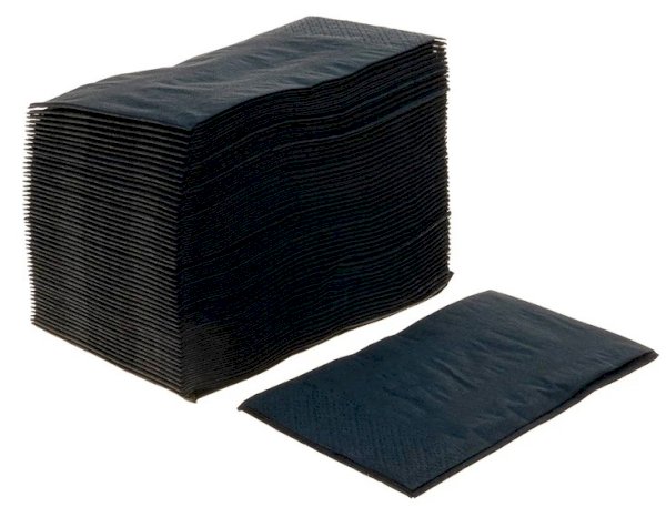 Салфетки бумажные, 33х33 см, 2-слойные, 1/8 сложения, черные, 200 листов в упаковке - фото №1