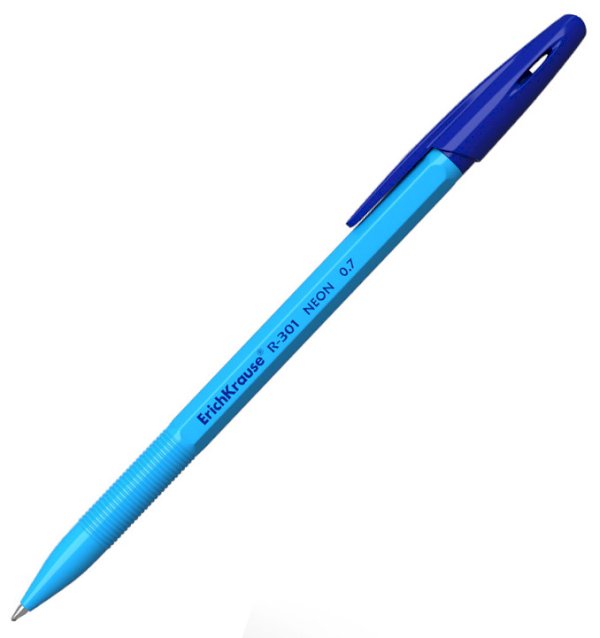 Ручка шариковая ErichKrause R-301 Neon Stick, синяя, 0,7 мм, толщина линии 0,35 мм, 50 штук - фото №1